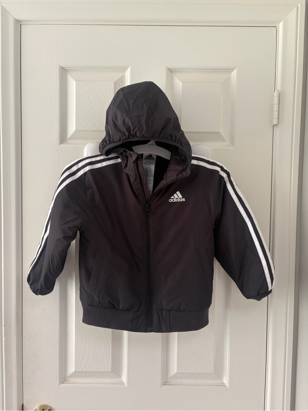 adidas Black Hooded Jacket with White Tag Detail